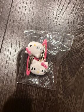 Hello Kitty Pink and White Cat Snap Hair Clips